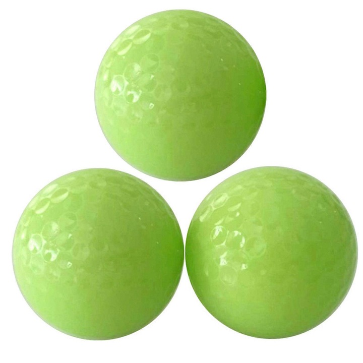 3 darabos szett, Fosforeszkáló golf labdák éjszakai játékhoz, strapabíró, fluoreszkáló zöld, 42.67mm, 45g