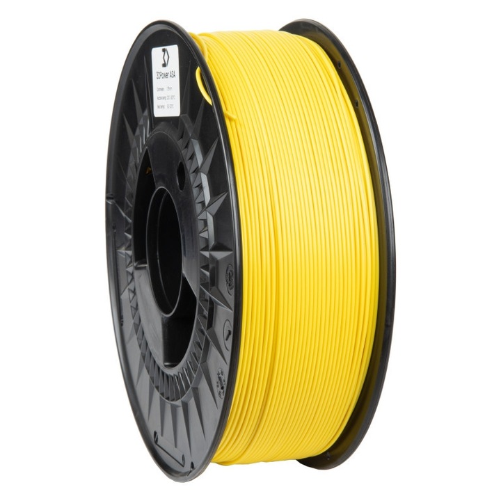 3DPower ASA 3D nyomtatószál, UV- és időjárásálló, nagy mechanikai szilárdságú, sárga, 1kg, 1.75mm