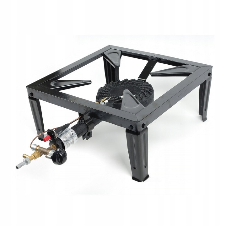 Taboret gaz AF-014P-ID, arzator din fonta si cadru din otel, reglaj precis al flacarii, aprindere piezoelectrica si termocuplu cu oprire automata, pentru propan-butan, 6,4 kW, negru, 1 buc