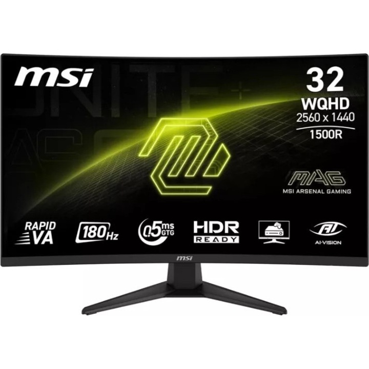 Monitor gaming curbat MSI 31.5" 180Hz VA 0.5ms, WQHD 2560x1440, HDMI, DisplayPort, negru