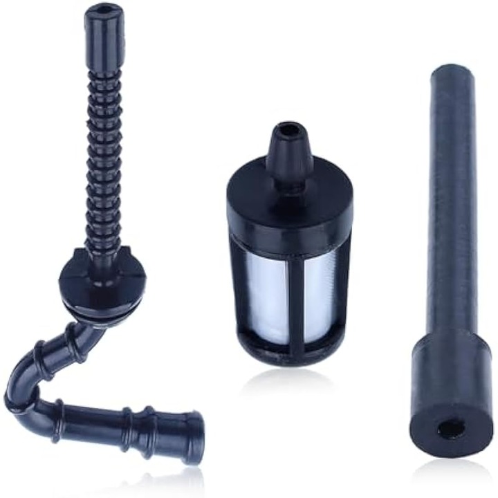Set 3 piese, furtun alimentare combustibil, filtru carburant si linie de pulsatie, compatibil STIHL MS210/MS230/MS250/021/023/025, inlocuieste 1123 358 7701/1123 141 8600, Negru