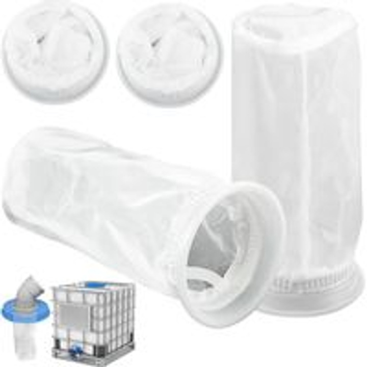 Set 4 filtre IBC din nylon, lavabile si reutilizabile, se monteaza pe rezervoare 1000 L, Alb, 10,5 x 20 cm