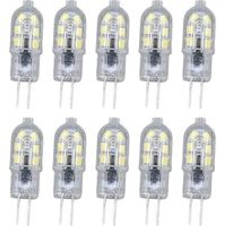 Комплект 10 LED крушки G4 2835, прозрачни, 12x39mm, 220V, топла светлина 2700K