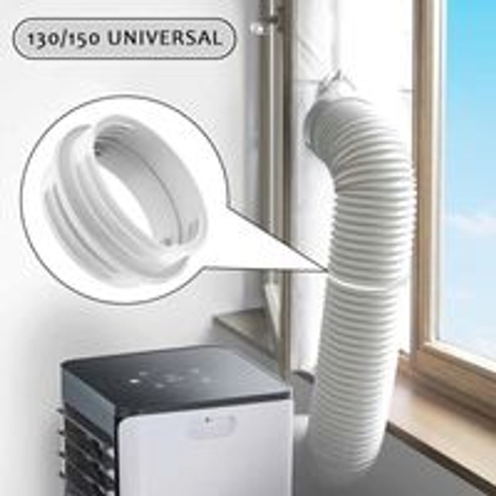 Klíma elszívócső adapter / 130/150 mm csatlakozó, rugalmas ABS, gyors szerelés, hatékony hőszigetelés, fehér, 1 db