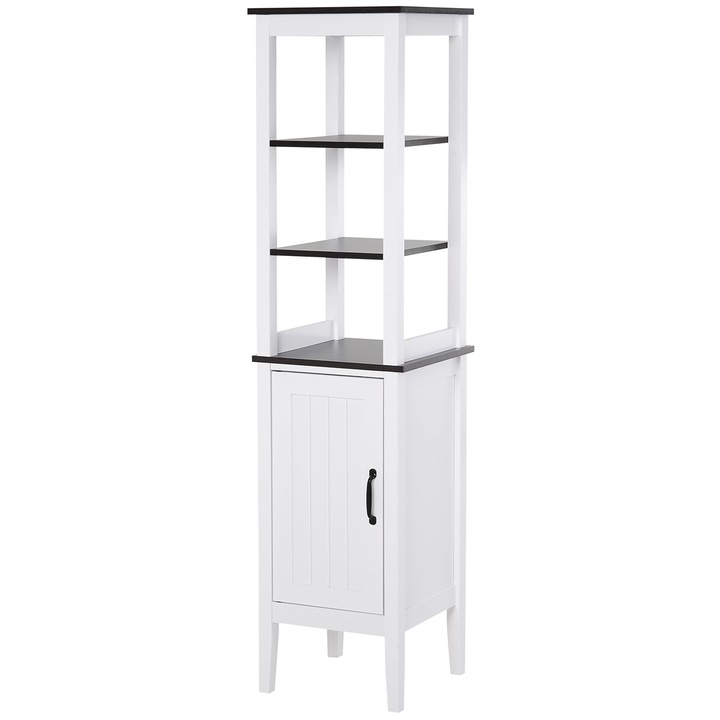 Bathroom Cabinet, HOMCOM, MDF, truciolato, 40 x 38 x 162.5 cm, Bianco