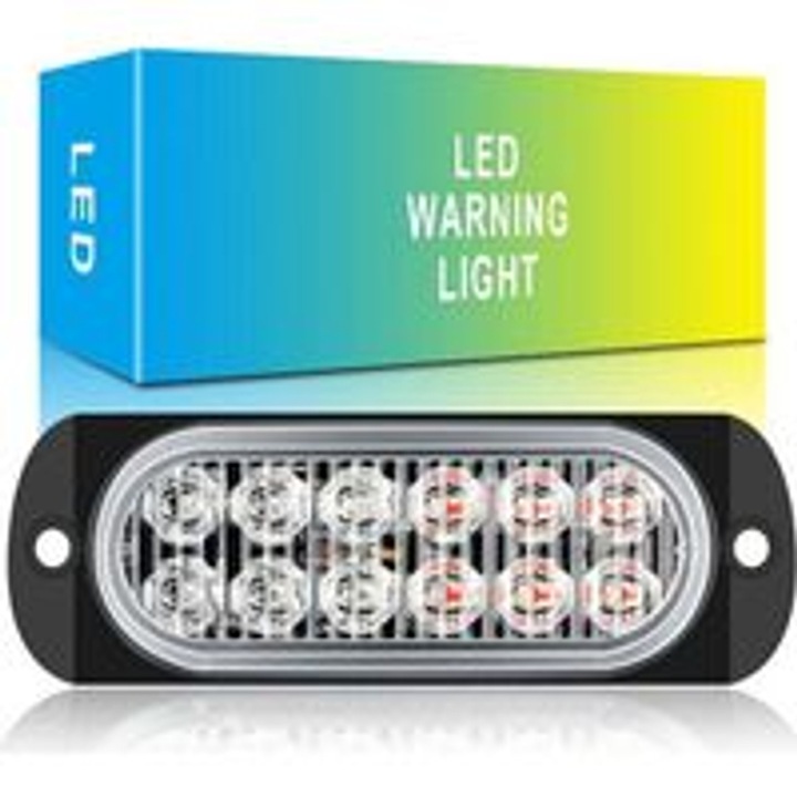 Set 2 lampi stroboscopice LED 6 puncte galben 12V-24V 19 moduri