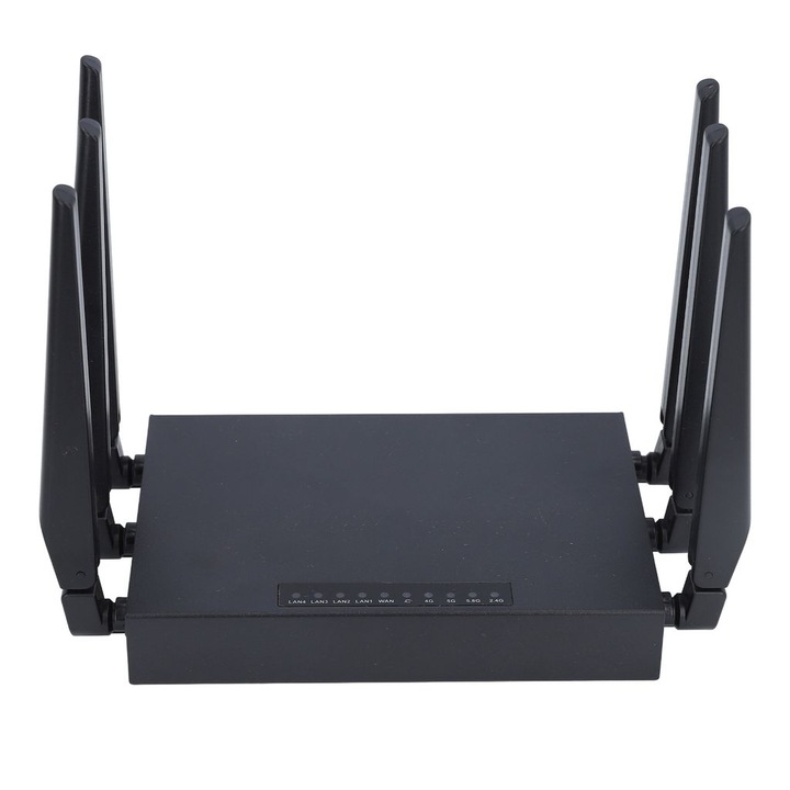4G Kétsávos WiFi 6 vezeték nélküli router, 8 antenna, fekete