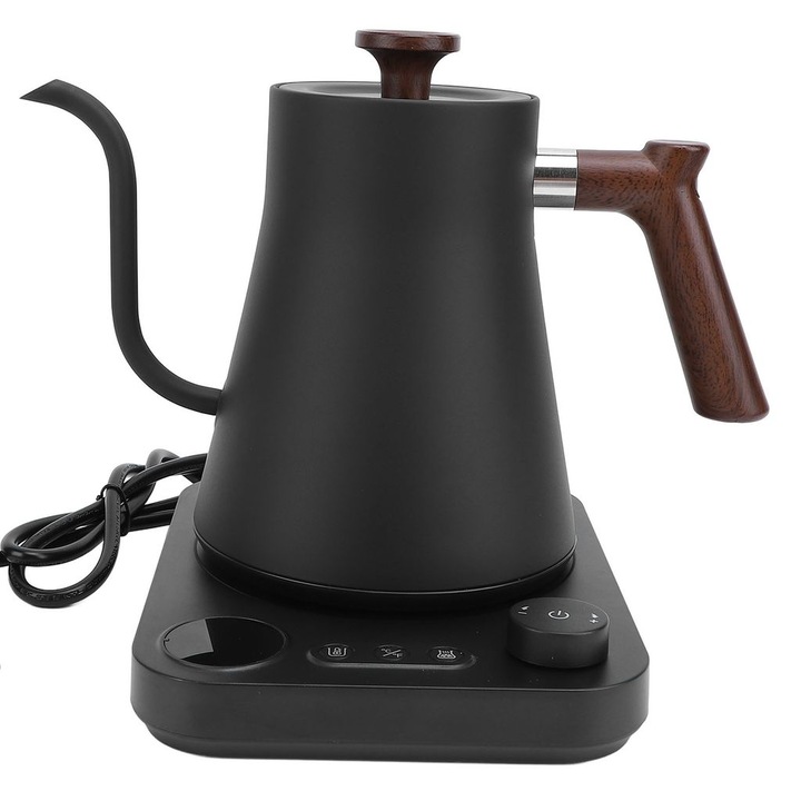 Fierbator electric cu gat de gasca, kettle, din otel inoxidabil 304, 1200W, control precis al temperaturii ±1°F, ecran lcd si cronometru, functie pastrare la cald 1-24h, negru, 1 buc