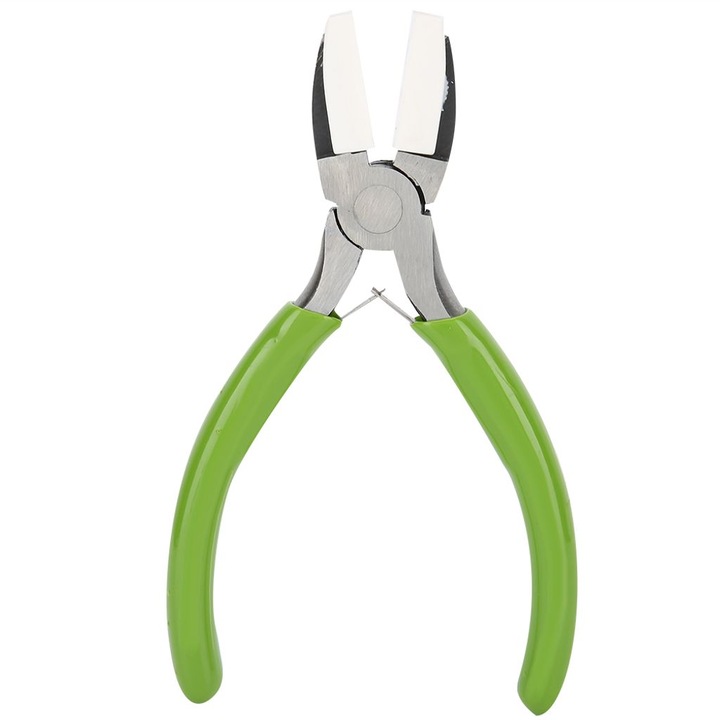 Lapos fogó ékszerkészítéshez, fém, 13.7cm, fehér