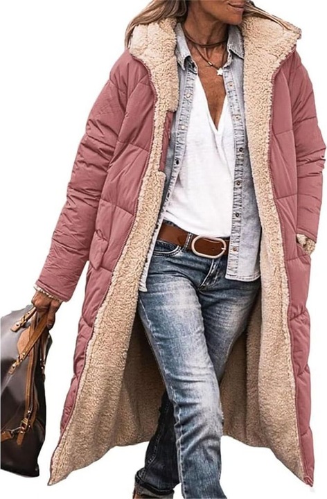 Geaca Reversibila, Lunga, Fleece, Roz