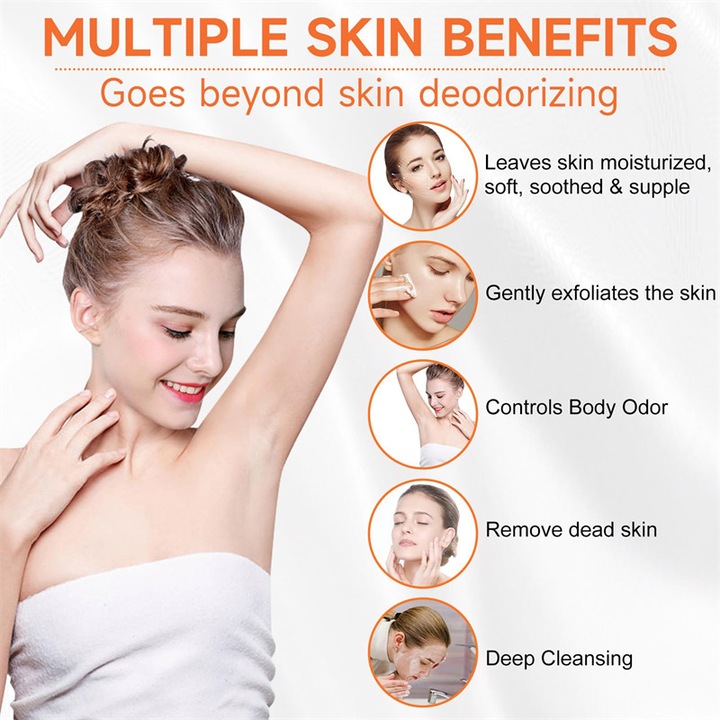 Sapun deodorant cu curmal japonez, controleaza eficient mirosul corporal si indeparteaza mirosurile persistente. Sapun de baie deodorant organic, potrivit atat pentru barbati, cat si pentru femei, 100g