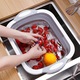 Tocator pliabil 3 in 1 pentru bucatarie si camping, bol multifunctional cu cos de scurgere, ideal pentru legume, fructe, picnic si gratar