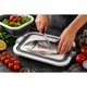 Tocator pliabil 3 in 1 pentru bucatarie si camping, bol multifunctional cu cos de scurgere, ideal pentru legume, fructe, picnic si gratar