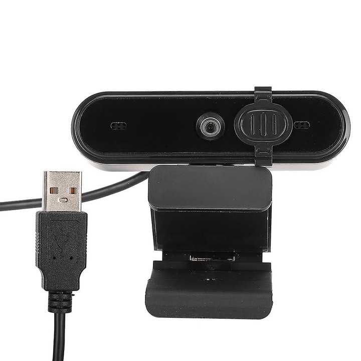Уеб камера Full HD 1080P, микрофон с намаляване на шума, затвор за поверителност, USB