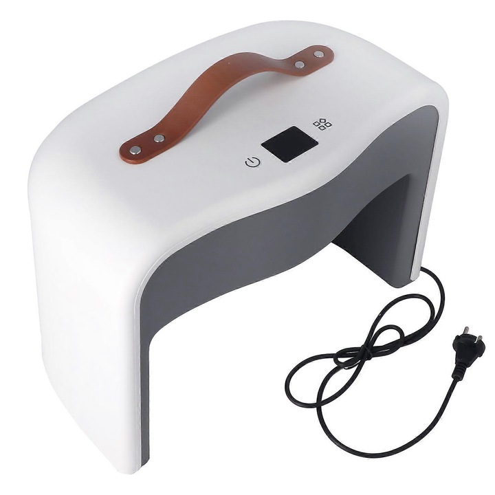 Lampa de manichiura portabila, lampa pentru uscare unghii UV LED reincarcabila fara fir, control termic inteligent 4 trepte pana la 55°C, filtru cu carbune activ, oprire automata 4h, Alb/gri, 1 buc