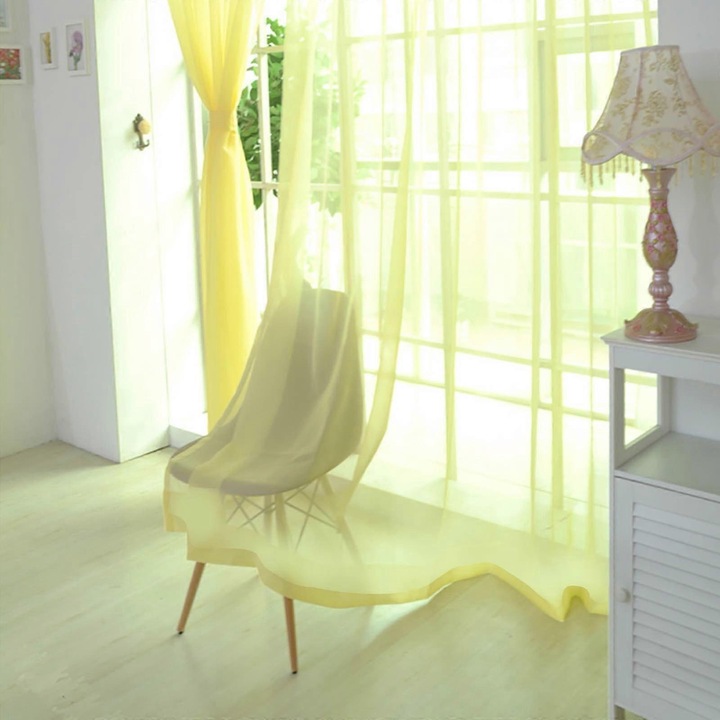 2 db színes, átlátszó voile függöny szett, 200x80cm