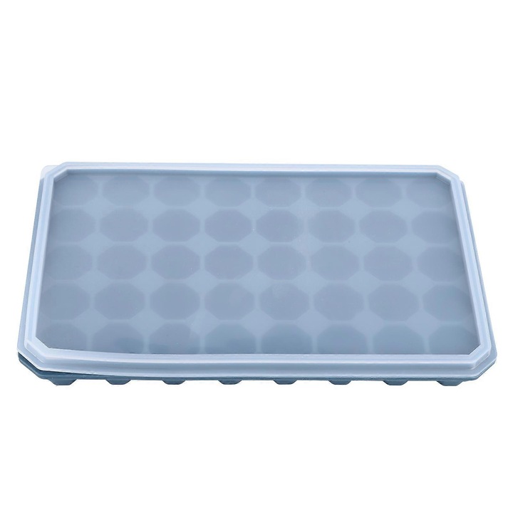 Tava pentru cuburi de gheata / forma pentru gheata 40 compartimente, din silicon alimentar, BPA free, cu capac detasabil, rezistenta la temperaturi -40°C/+240°C, Gri, 1 buc