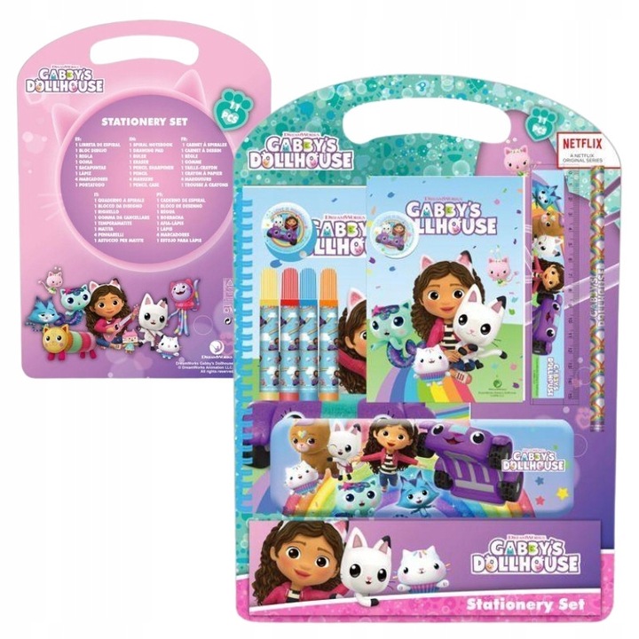 Set De Instrumente De Scris, Safta, Casa Papusilor Gabby, Plastic Hartie De Inalta Calitate, Creion Mecanic Lead Holder, Blister Cu Manere Practice, Motiv Casa Pisicilor Gabby, 10.5x10x10 cm, Multicolor, 10 Bucati