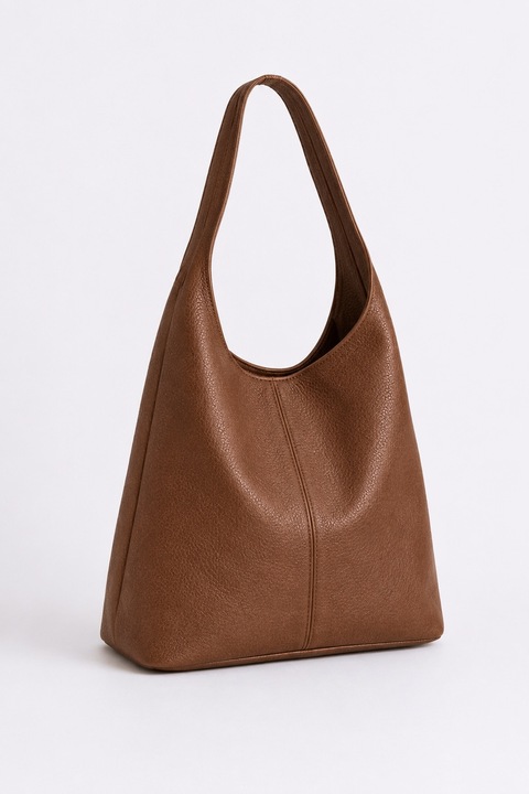 Geanta dama tip Hobo din piele naturala BROWN, Format Mare, Casual, Maro