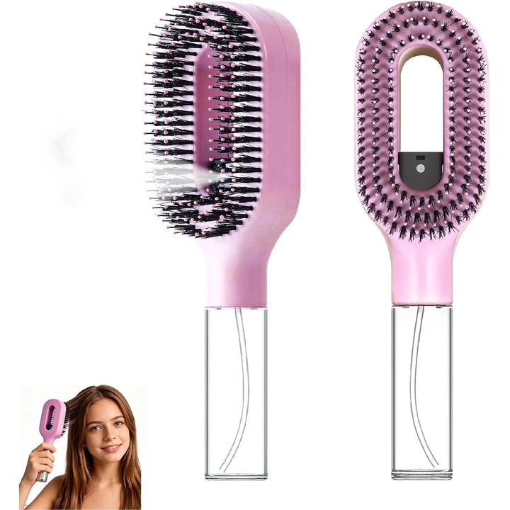 Perie de par 2-in-1 cu pulverizator fin, perna de aer, 55ml, pentru par ud si uscat