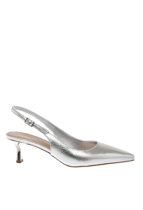 Baldinini, Pantofi slingback de piele nappa cu toc, Argintiu