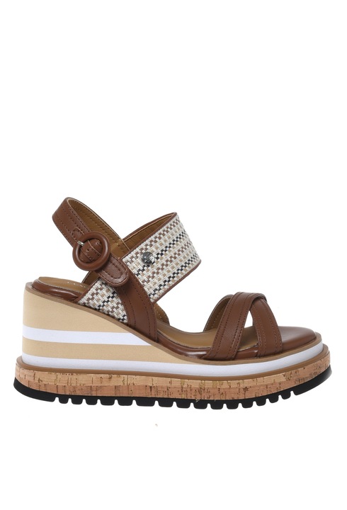 Baldinini, Sandale wedge ce detalii de piele, Maro