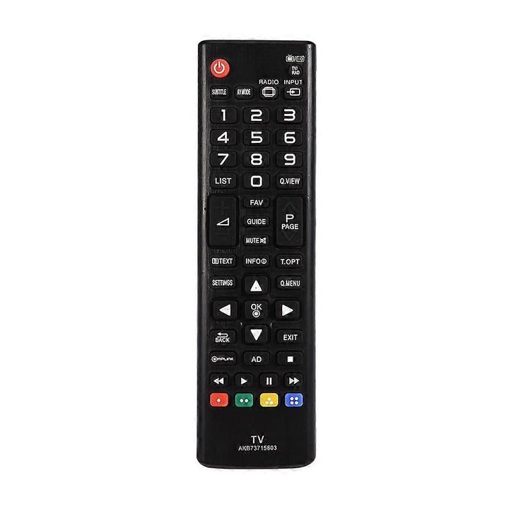 Telecomanda tv universala AKB73715603, compatibila cu LG 42PN450b/47LN5400/50LN5400/50PN450b/50PN6500/60PN6500, carcasa ABS, distanta operare pana la 10 m, negru, 1 buc