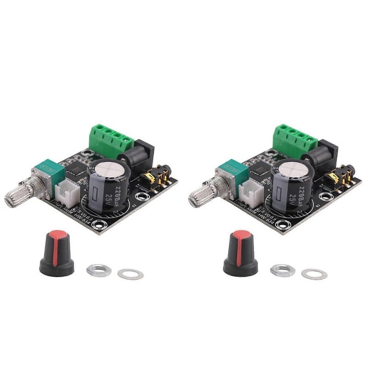 Kétcsatornás audio erősítő panel 12V 15W x 2 fekete fém-PCP készlet 2 db