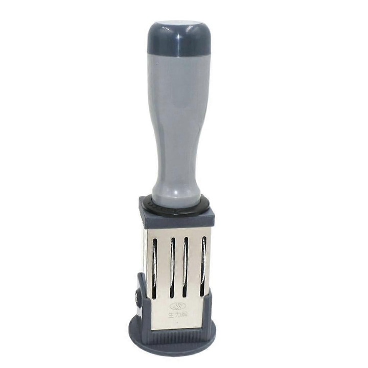 Stampila rotunda ajustabila data, dimensiuni mixte, alb-gri, 100g