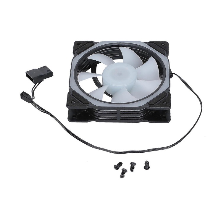 Ventilátor PC, ARGB konfigurálható házhűtő axiális világítással, magas légáramlással és csendes hidraulikus csapággyal, Többszínű, 120mm