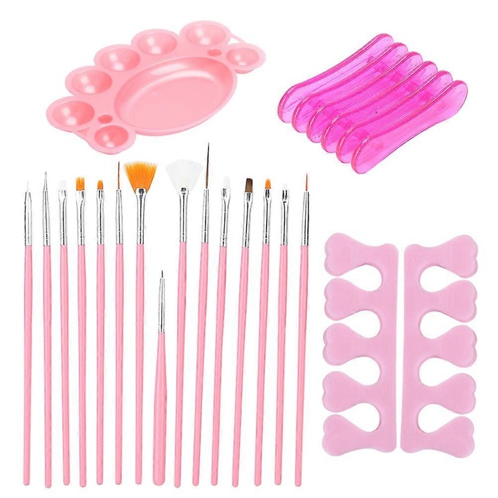 Set mini unelte nail art, silicon, refillabil, transparent