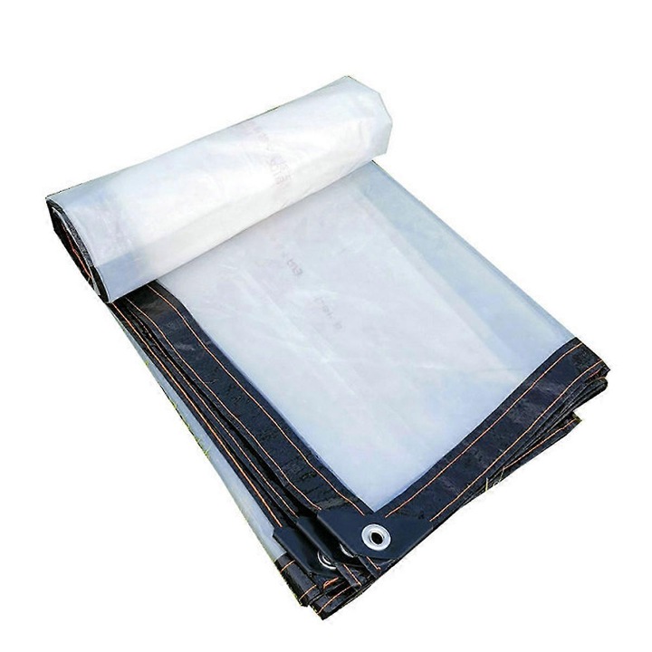 Prelata/folie transparenta pentru sera din PE, rezistenta la rupere, impermeabila cu ochiuri din aluminiu si margini intarite, transparent, 1 buc