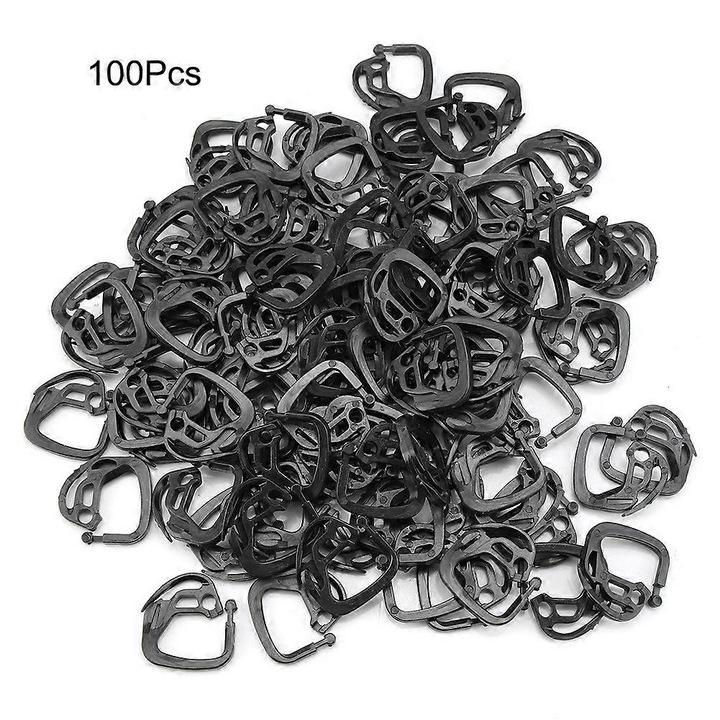 Set 100 carlige din plastic pentru plasa de umbrire, rezistente UV, alb, dimensiuni standard
