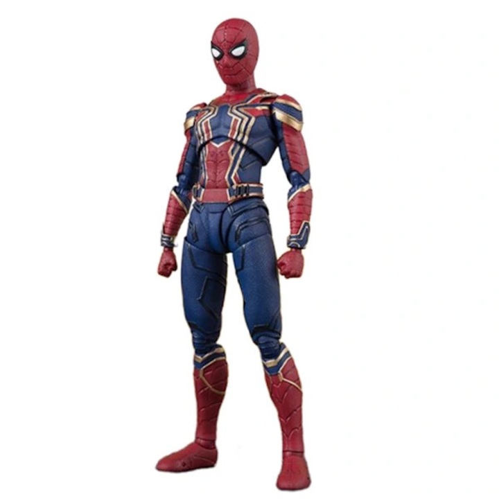 Figurina de actiune, jucarie colectionabila Spider-Man din PVC, corp multi-articulat (cap, brate, picioare, coate, genunchi), rosu/albastru, aprox. 15 cm, 1 buc