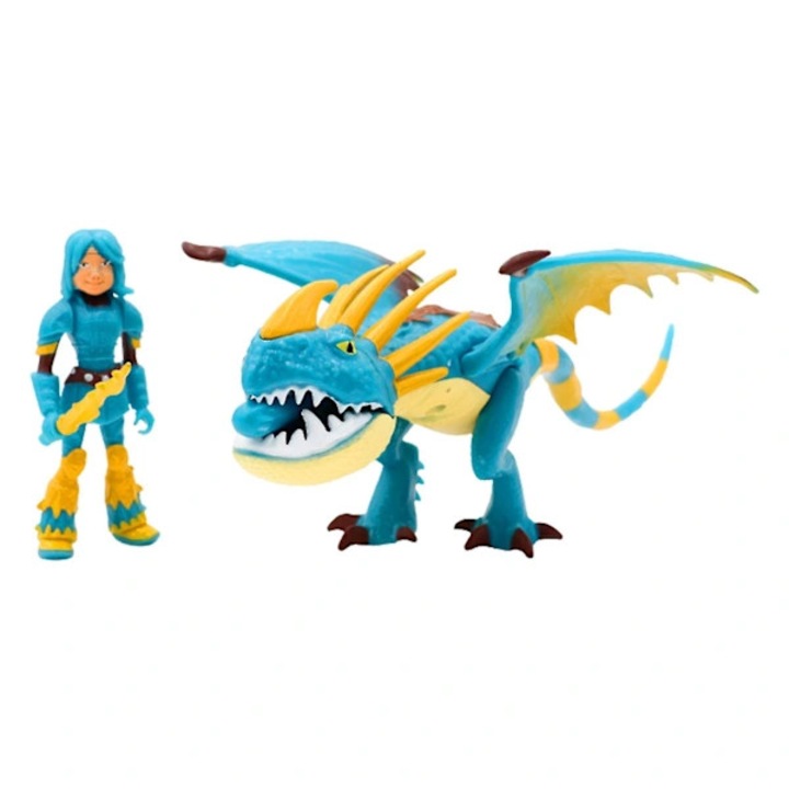 Műanyag figura és sárkány, szett, többszínű, 8.5x22x5cm