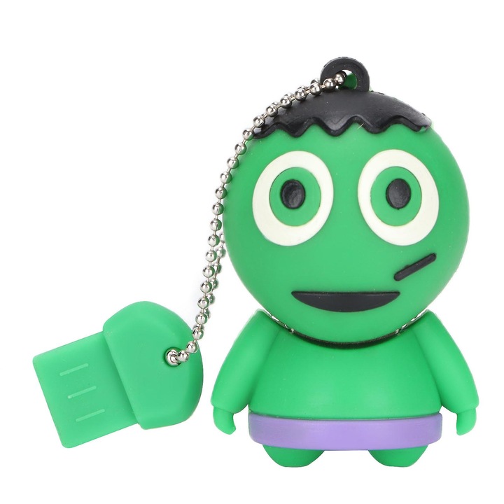 Stick USB memorie flash Cartoon Halloween, USB 2.0, rezistent la apa, capacitate mare (optiuni 4-512GB), Verde, 1 buc