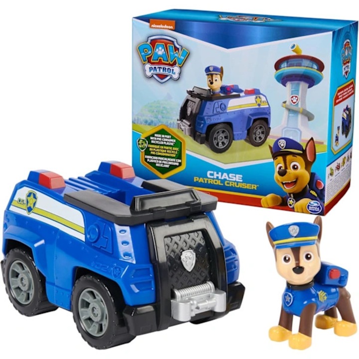Masinuta de jucarie cu figurina Chase, vehicul politie, reciclabil, 3+ ani