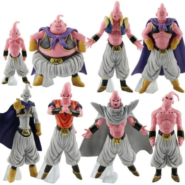 8 darabos készlet, Dragon Ball Majin Buu gyűjthető figurák, PVC, 7-11 cm, Többszínű, 8 x 1 db