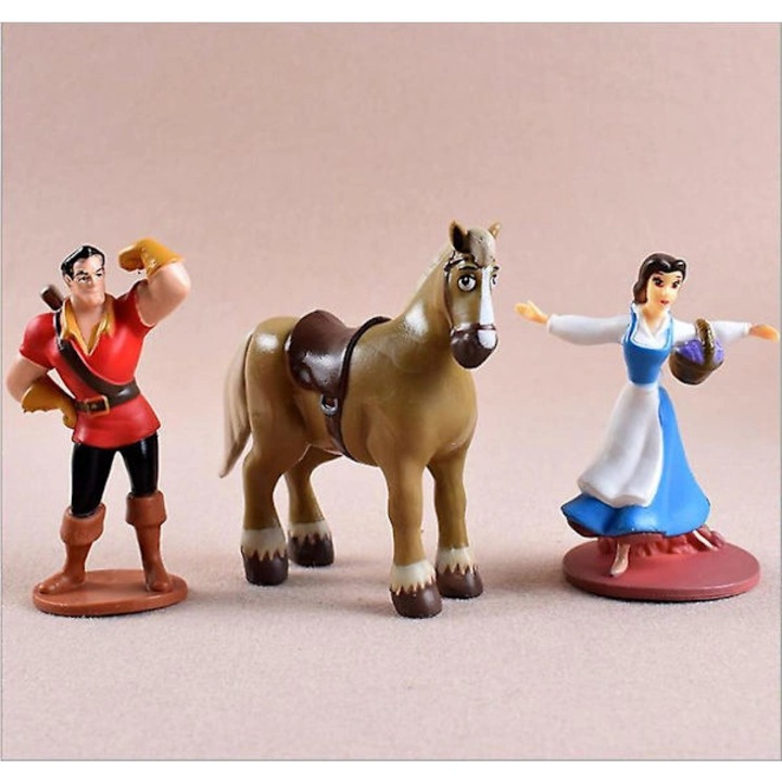 Set 6 bucati, figurine colectionabile / mini modele Frumoasa si Bestia, din PVC, 10 cm, multicolor