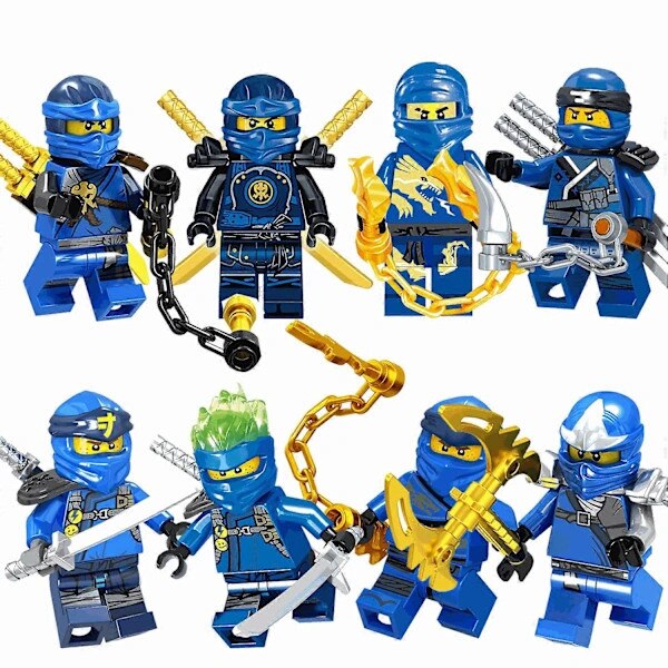 Set 8 figurine Ninja Jay, diverse costume, 4.5cm, multicolor - eMAG.ro
