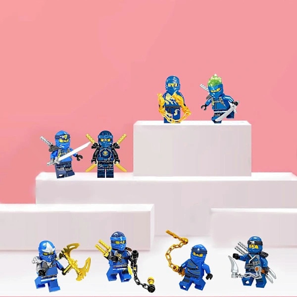 Set 8 figurine Ninja Jay, diverse costume, 4.5cm, multicolor - eMAG.ro