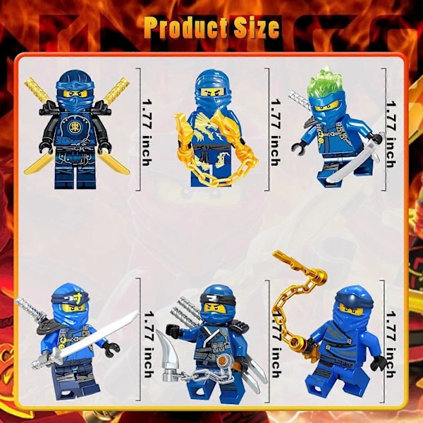 Set 8 figurine Ninja Jay, diverse costume, 4.5cm, multicolor - eMAG.ro
