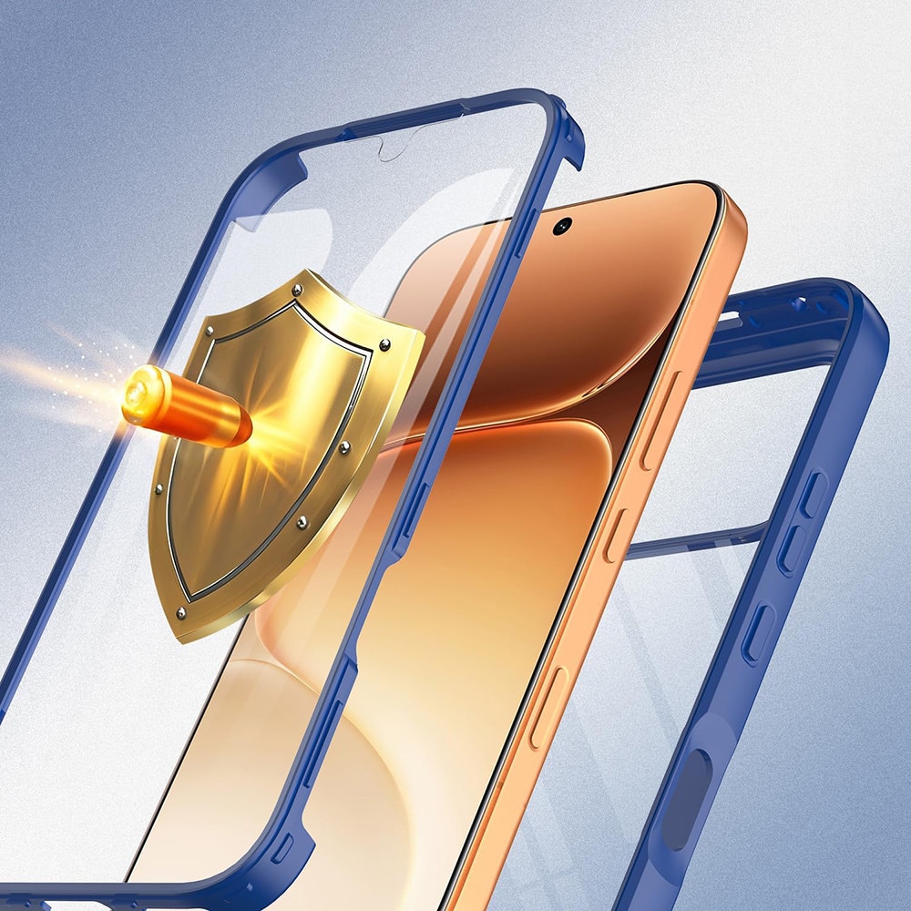 Set 360: Husa cu folie integrata pentru Honor 600 / 600 Pro Protectie 360 fata / spate - albastru
