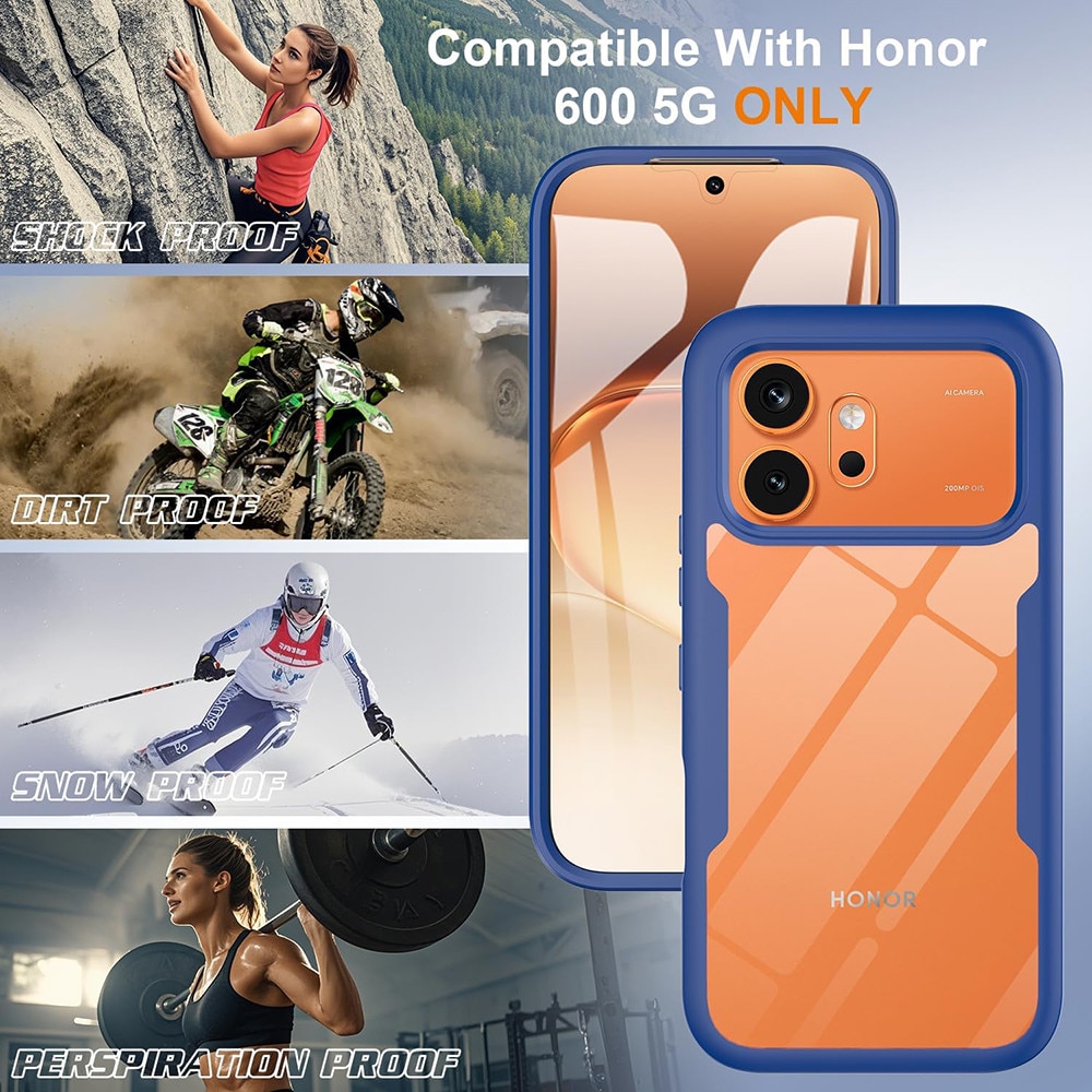 Set 360: Husa cu folie integrata pentru Honor 600 / 600 Pro Protectie 360 fata / spate - albastru