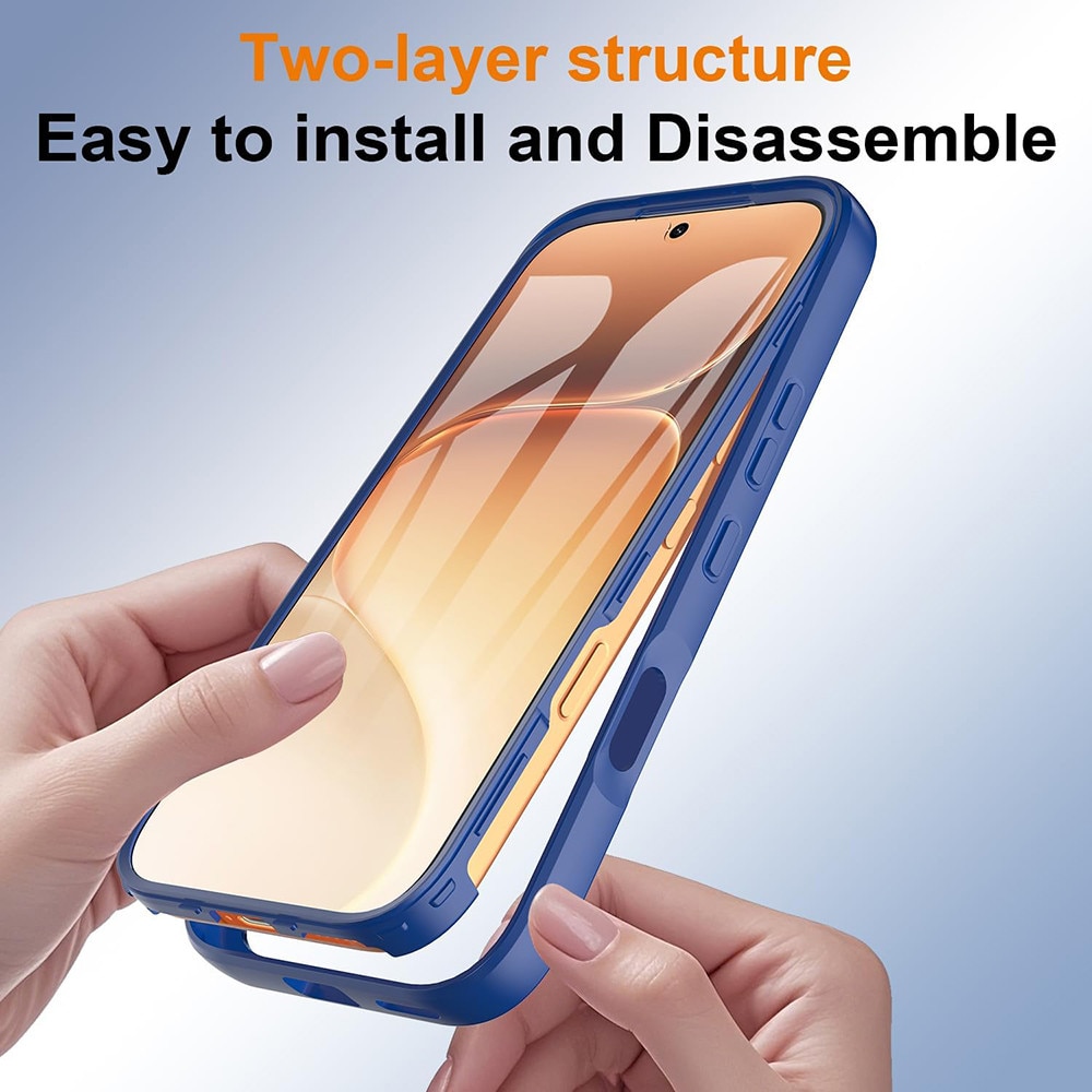 Set 360: Husa cu folie integrata pentru Honor 600 / 600 Pro Protectie 360 fata / spate - albastru