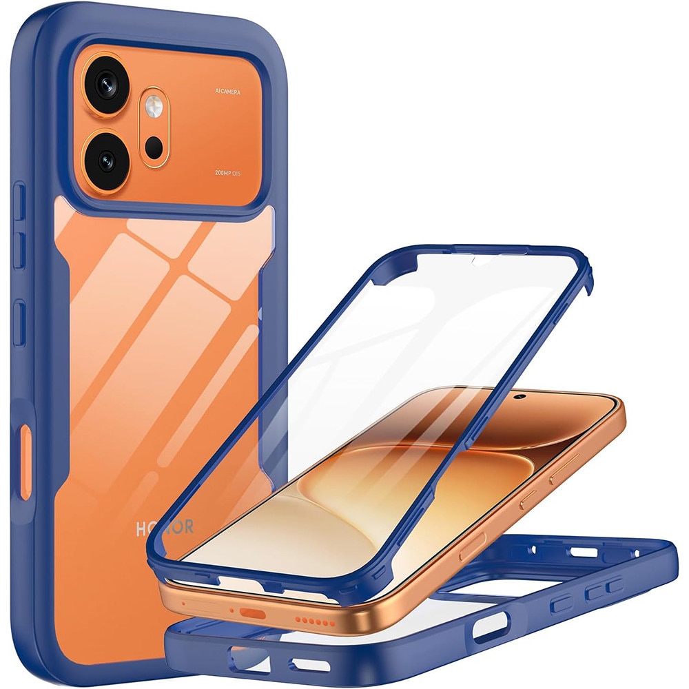 Set 360: Husa cu folie integrata pentru Honor 600 / 600 Pro Protectie 360 fata / spate - albastru