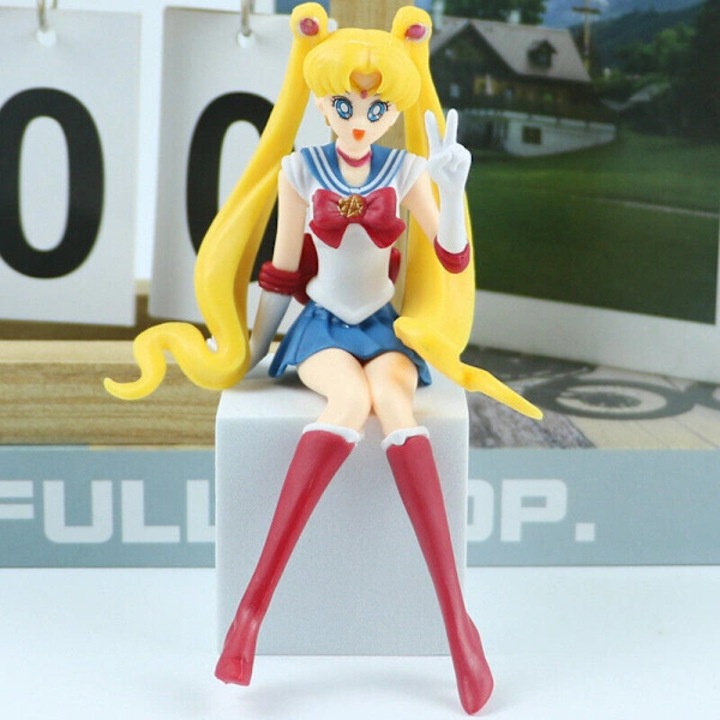 Anime figura Sailor Moon, gyűjtői játék és tortadísz, dekorációhoz és játékhoz, Többszínű, 1 db, kb. 15 cm