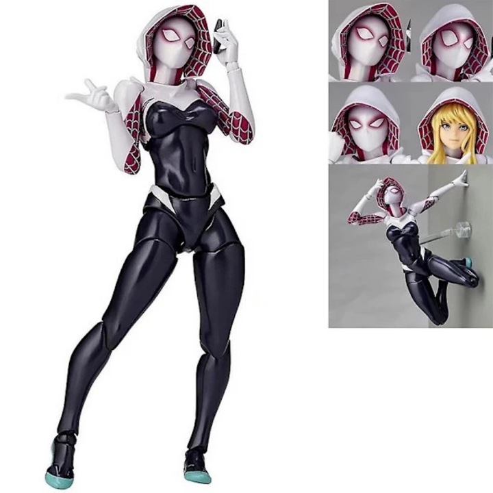 Figurina articulata colectionabila Spider-Gwen (Spider-Man: Across the Spider-Verse), PVC, cu accesorii si detalii realiste, Multicolor, 1 buc