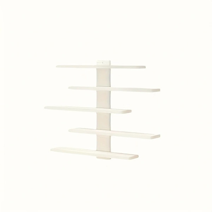 Állítható fali polc gyűjteményekhez, tartós PVC display/polc tartó, 5 állítható szint, falra szerelhető, Fehér
