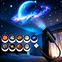 Lampa de veghe tip proiector stele, galaxii pentru camera, 10 discuri de proiectie cu sistemul solar, pamant, luna si galaxii